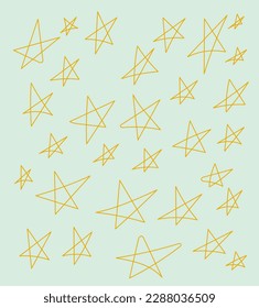 conjunto aislado de estrellas de color amarillo garabato