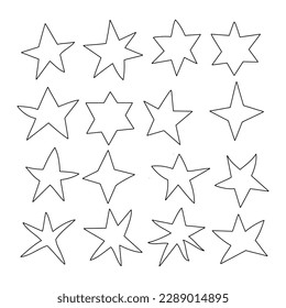 conjunto aislado de estrellas de color amarillo garabato