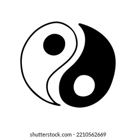 Doodle Yin Yang symbol. Vector illustration of yin and yang isolated on white