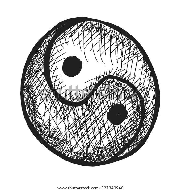 Doodle Yin Yang Symbol Vector Illustration Stock Vector (Royalty Free) 327349940