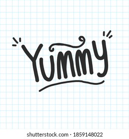 doodle yummy text, letters vector
