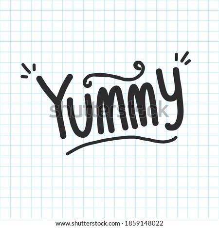 doodle yummy text, letters vector