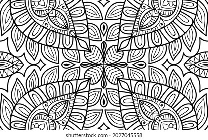 Doodle zen tangle design mandala colouring book pages for adults 