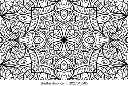Doodle zen tangle design mandala colouring book pages for adults 