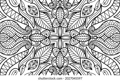 Doodle zen tangle design mandala colouring book pages for adults 