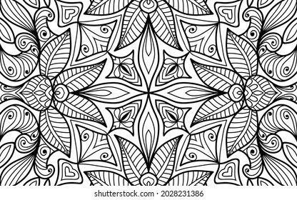 Doodle zen tangle design mandala colouring book pages for adults vector illustration