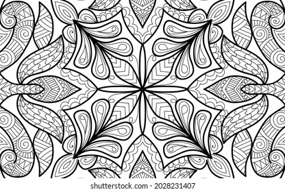 Doodle zen tangle design mandala colouring book pages for adults vector illustration