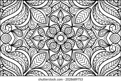 Doodle zen tangle design mandala colouring book pages for adults vector illustration