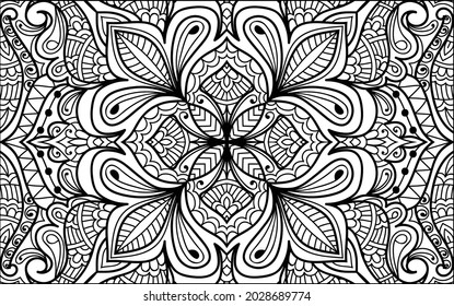 Doodle zen tangle design mandala colouring book pages for adults vector illustration