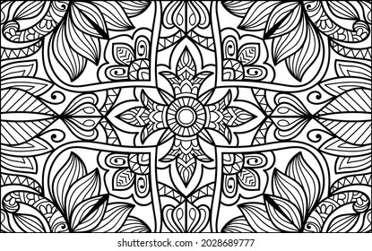 Doodle zen tangle design mandala colouring book pages for adults vector illustration