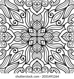 Doodle zen tangle design mandala colouring book pages for adults vector illustration