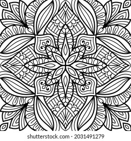 Doodle zen tangle design mandala colouring book pages for adults vector illustration