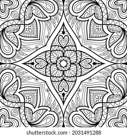 Doodle zen tangle diseño mandala colorido páginas de libros para adultos ilustración vectorial