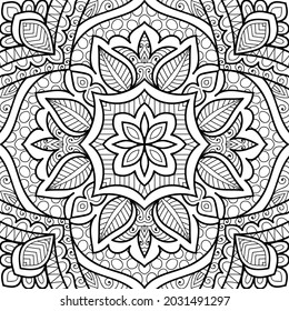 Doodle zen tangle diseño mandala colorido páginas de libros para adultos ilustración vectorial