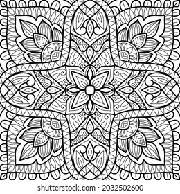 Doodle zen tangle design mandala colouring book pages for adults vector illustration