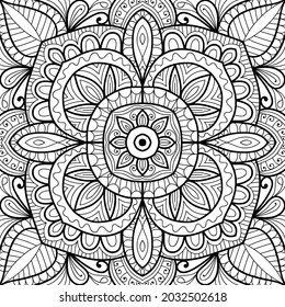 Doodle zen tangle design mandala colouring book pages for adults vector illustration
