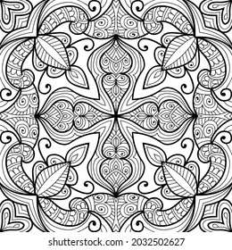 Doodle zen tangle design mandala colouring book pages for adults vector illustration