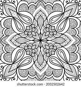 Doodle zen tangle design mandala colouring book pages for adults vector illustration