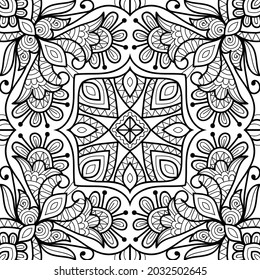 Doodle zen tangle design mandala colouring book pages for adults vector illustration