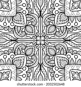 Doodle zen tangle diseño mandala colorido páginas de libros para adultos ilustración vectorial