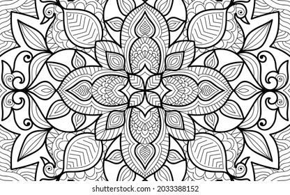 Doodle zen tangle design mandala colouring book pages for adults vector illustration