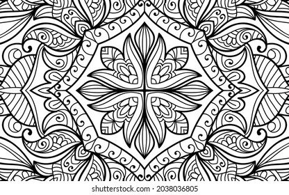 Doodle zen tangle design mandala colouring book pages for adults vector illustration