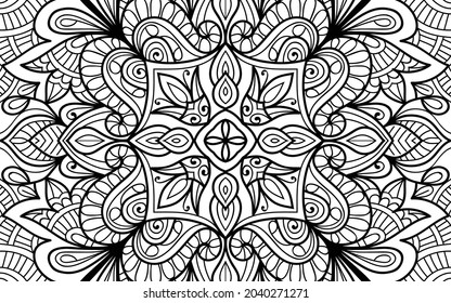 Doodle zen tangle diseño mandala colorido páginas de libros para adultos ilustración vectorial