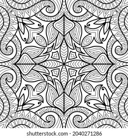 Doodle zen tangle design mandala colouring book pages for adults vector illustration