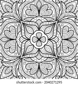Doodle zen tangle diseño mandala colorido páginas de libros para adultos ilustración vectorial