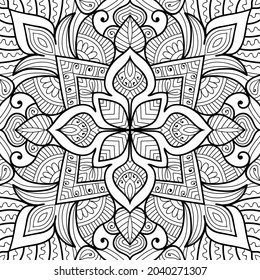 Doodle zen tangle design mandala colouring book pages for adults vector illustration