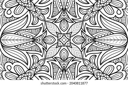 Doodle zen tangle design mandala colouring book pages for adults vector illustration