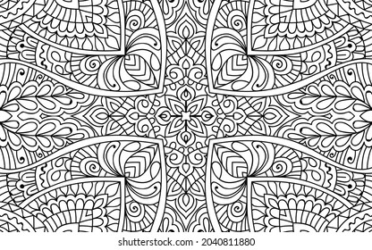 Doodle zen tangle design mandala colouring book pages for adults vector illustration