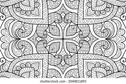 Doodle zen tangle design mandala colouring book pages for adults vector illustration