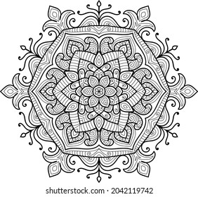 Doodle zen tangle design mandala colouring book pages for adults vector illustration