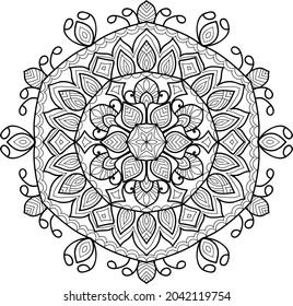 Doodle zen tangle diseño mandala colorido páginas de libros para adultos ilustración vectorial