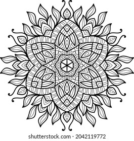 Doodle zen tangle diseño mandala colorido páginas de libros para adultos ilustración vectorial