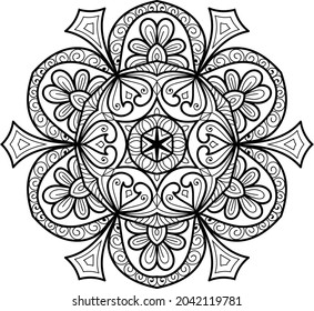 Doodle zen tangle design mandala colouring book pages for adults vector illustration