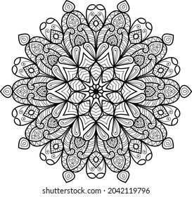 Doodle zen tangle design mandala colouring book pages for adults vector illustration