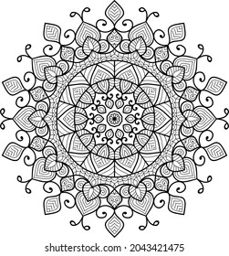 Doodle zen tangle diseño mandala colorido páginas de libros para adultos ilustración vectorial