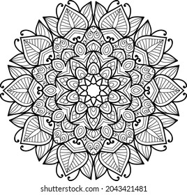 Doodle zen tangle design mandala colouring book pages for adults vector illustration