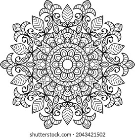 Doodle zen tangle design mandala colouring book pages for adults vector illustration