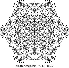 Doodle zen tangle diseño mandala colorido páginas de libros para adultos ilustración vectorial