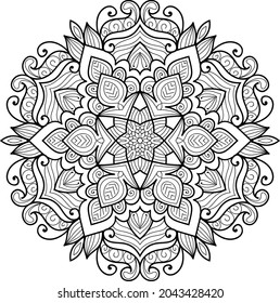 Doodle zen tangle design mandala colouring book pages for adults vector illustration