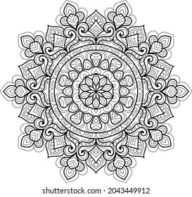 Doodle zen tangle diseño mandala colorido páginas de libros para adultos ilustración vectorial