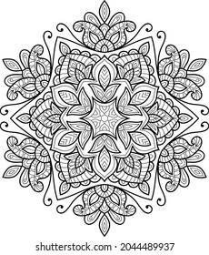 Doodle zen tangle design mandala colouring book pages for adults vector illustration