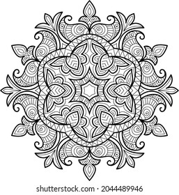 Doodle zen tangle design mandala colouring book pages for adults vector illustration
