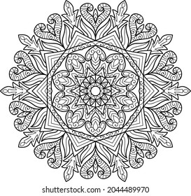 Doodle zen tangle diseño mandala colorido páginas de libros para adultos ilustración vectorial