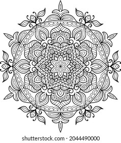 Doodle zen tangle design mandala colouring book pages for adults vector illustration