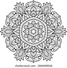 Doodle zen tangle diseño mandala colorido páginas de libros para adultos ilustración vectorial