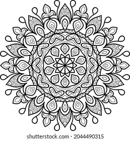 Doodle zen tangle diseño mandala colorido páginas de libros para adultos ilustración vectorial